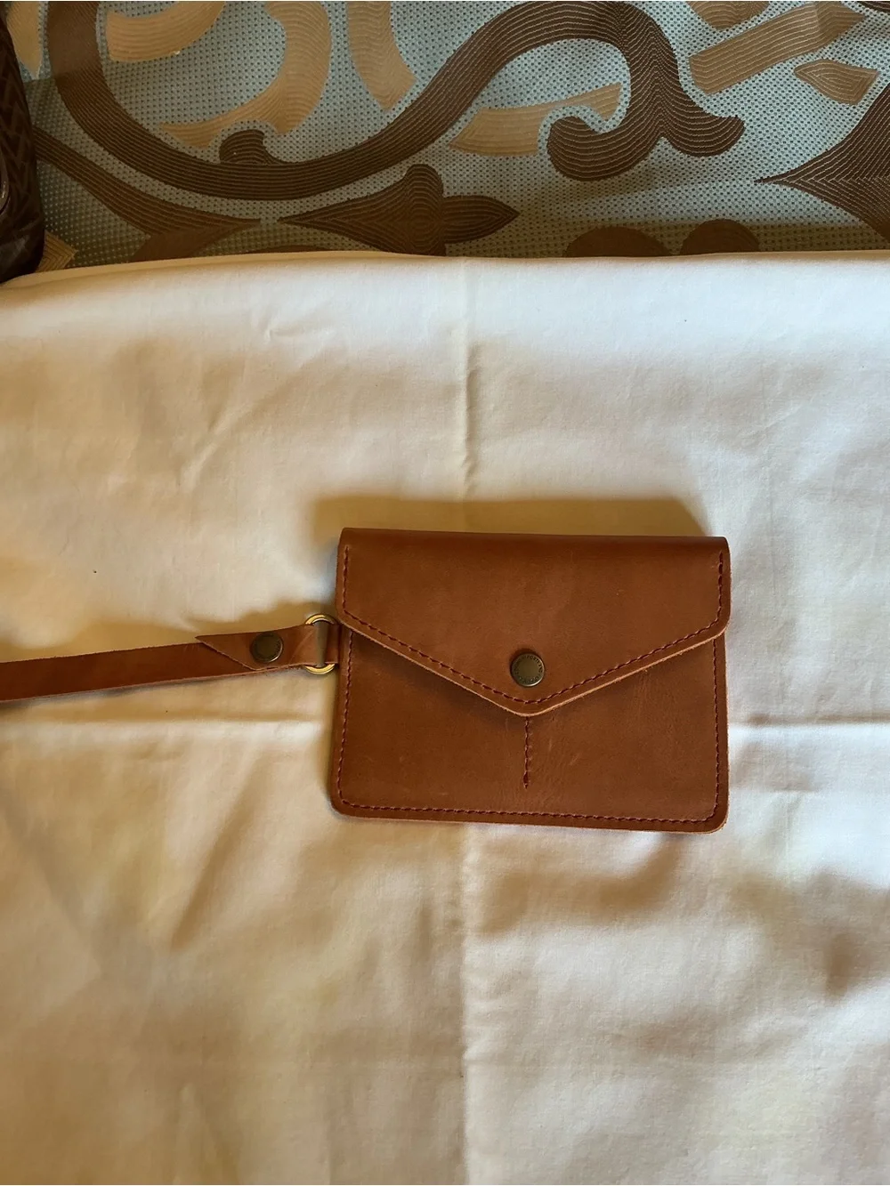 Portland Leather Brown Envelope Wristlet Clutch